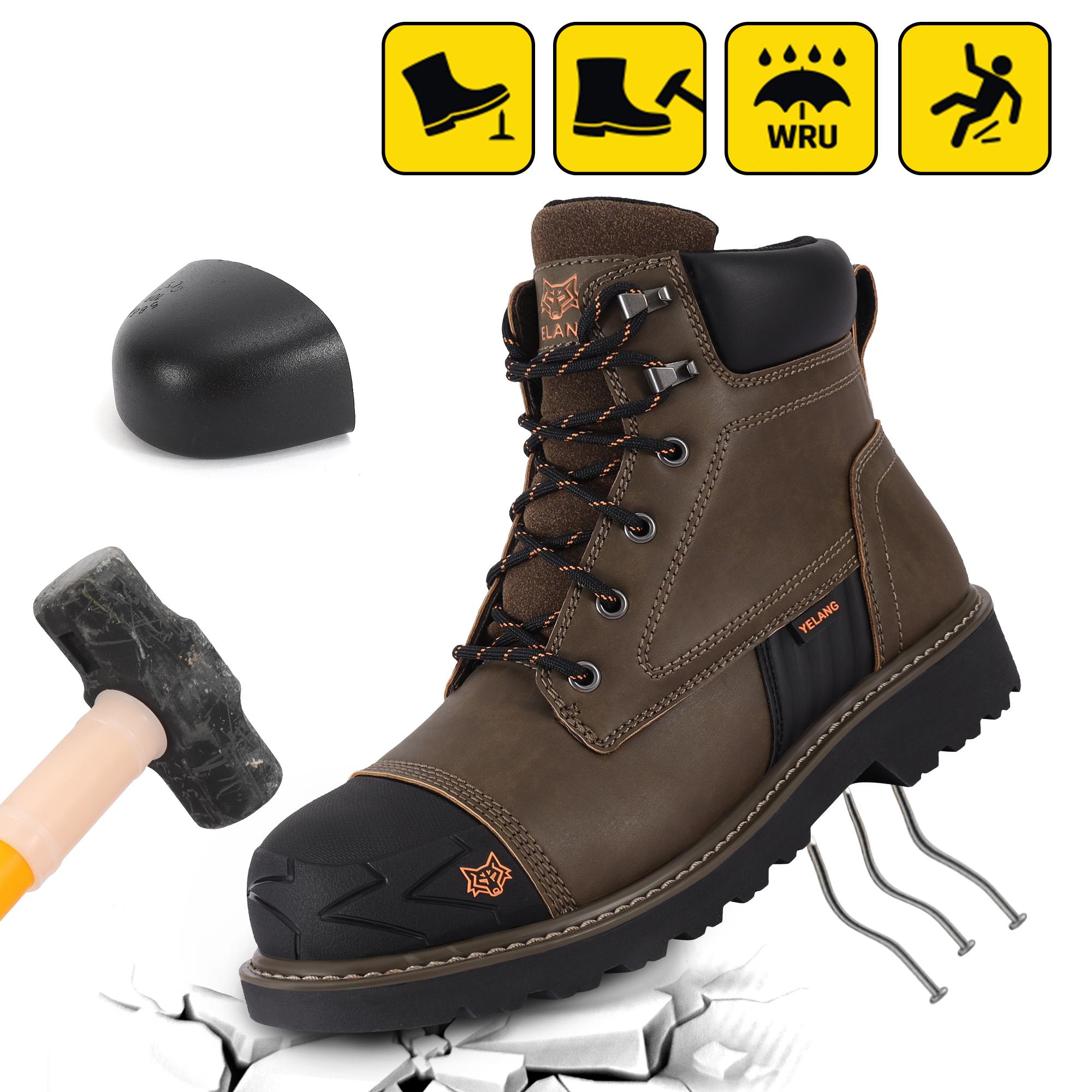 Men's Steel Toe Closed Safety Work Boots - Slip-Resistant, Puncture-Proof Utility Footwear for Worker, Construction-Grade Casual Work & Safety Footwear, Heavy Protection Work & Safety Footwear