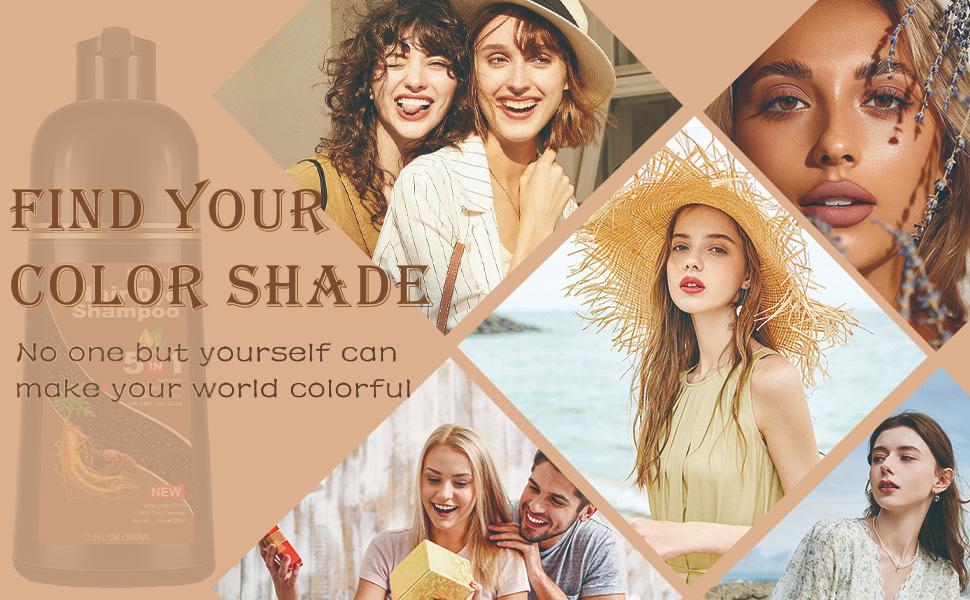 Natural Blonde Brown Hair Dye Shampoo 3 in 1, Hair Instant Dye Shampoo to Cover Gray Hair for Women Men, Herbal Ingredients Brown Shampoo Hair Dye 200ML, Magic Coloring Shampoo for Painting Hair, Shampoo Para Canas