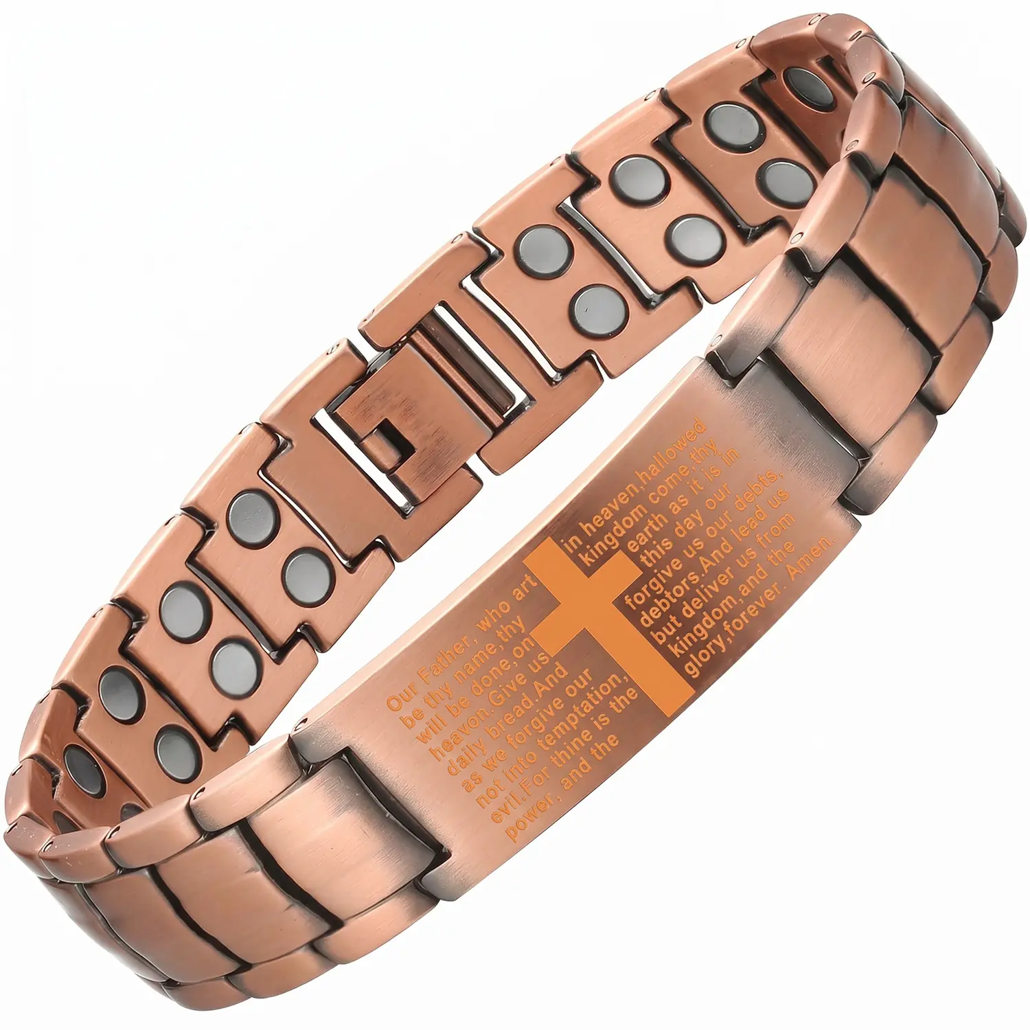 Magnetic Therapy Copper Bracelets for Adults - 99.9% Pure Copper, 3500g Magnets, Hypoallergenic Wellness Accessories, Foldover Clasp, Bezel Tennis Matching Sets, Premium Couple Jewelry