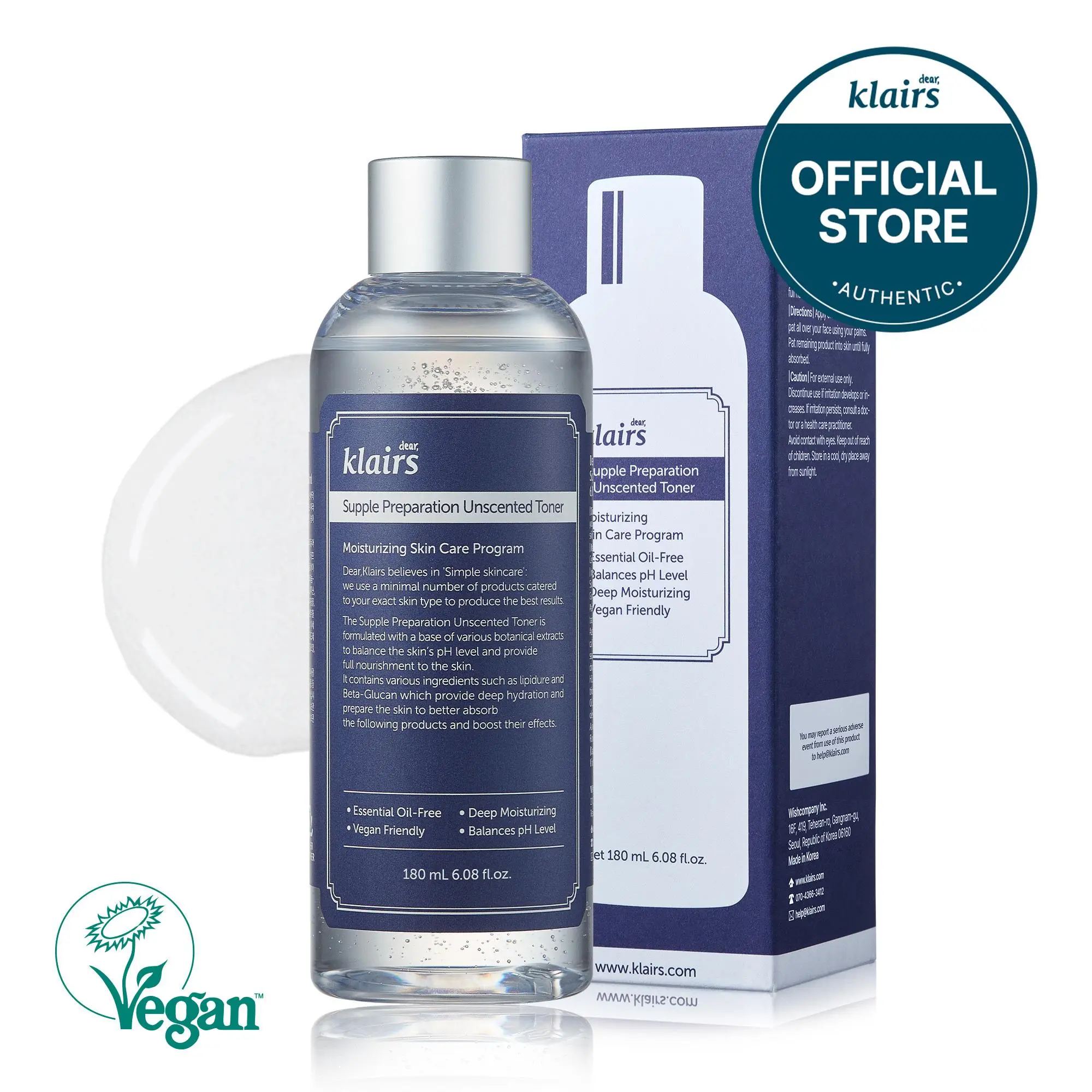 [DearKlairs] Supple Preparation Unscented Toner, Lightweight, Essential Oil-Free, Alcohol Free, Packaging Changed, Korean Beauty, Korean Toner, Korean Skincare Facial Moisturize Moisture Hydrating Hydrate Hyaluronic Calming Comfort Sensitive