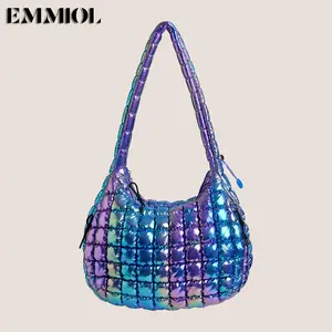 Puffer Quilted Tote Bag for Women Nylon Crossbody Bags Puffy Purse Hobo Large Shoulder Bag Trendy