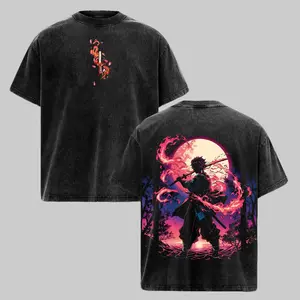 Retro Limited Vintage Kamado Tanjiro Demon Slayer, demon slayer infinity castle, Unisex Oversize Anime Manga Acid Washted Heavyweight Cotton Tshirt, Anime Merch, Gift for anime fan Clothes Oversized