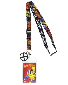Marvel X-Men Wolverine Character Design Reversible Lanyard ID Badge Holder With Rubber Charm And Lobster Clasp