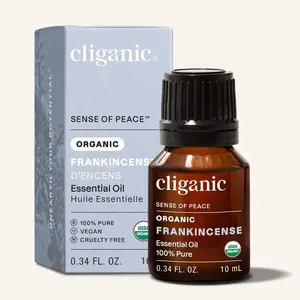 Cliganic Organic Frankincense Aromatherapy Essential Oil - 100% Pure, Unrefined Diffuser Oil, USDA-Certified, Vegan, Enhances Emotional Grounding, Encourages Tranquility, Elevates Environment