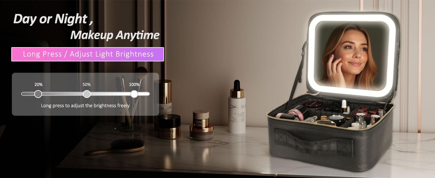 Behaesty Leopard Print 3-in-1 LED Vanity Makeup Bag with 3 Detachable Mirrors & Adjustable Dividers for Travel Desk or Dorm USB Rechargeable Stylish Organizer Handheld Cosmetic Pouch TikTokShopBlackFriday