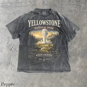 Comfort Colors Yellowstone National Park Vintage Graphic T Shirt, Retro Bison Nature Graphic Tee, Hiking Gifts
