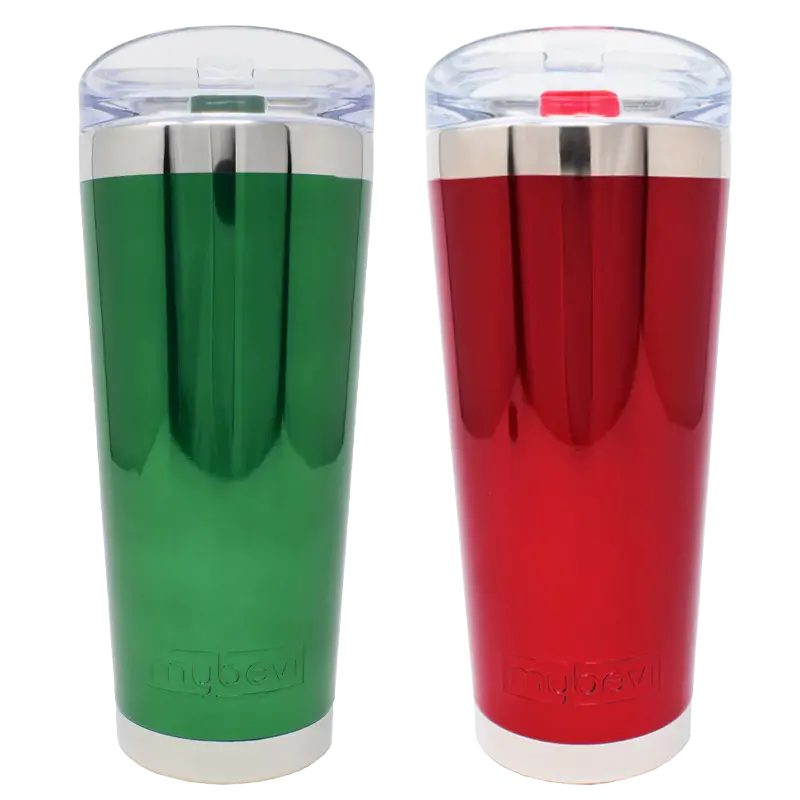 MyBevi 26 oz. Classic Chrome Mirror Tumbler Holiday Bundle