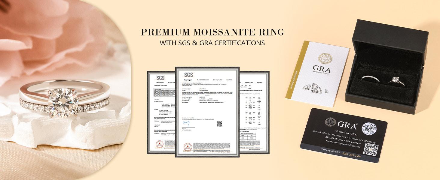 Jeulia Round Cut Moissanite Engagement Ring Set for Women | D Color VVS1 925 Sterling Silver Wedding Band & Promise Ring Bridal Set | with Gift Box, Anniversary Proposal Gift for Her