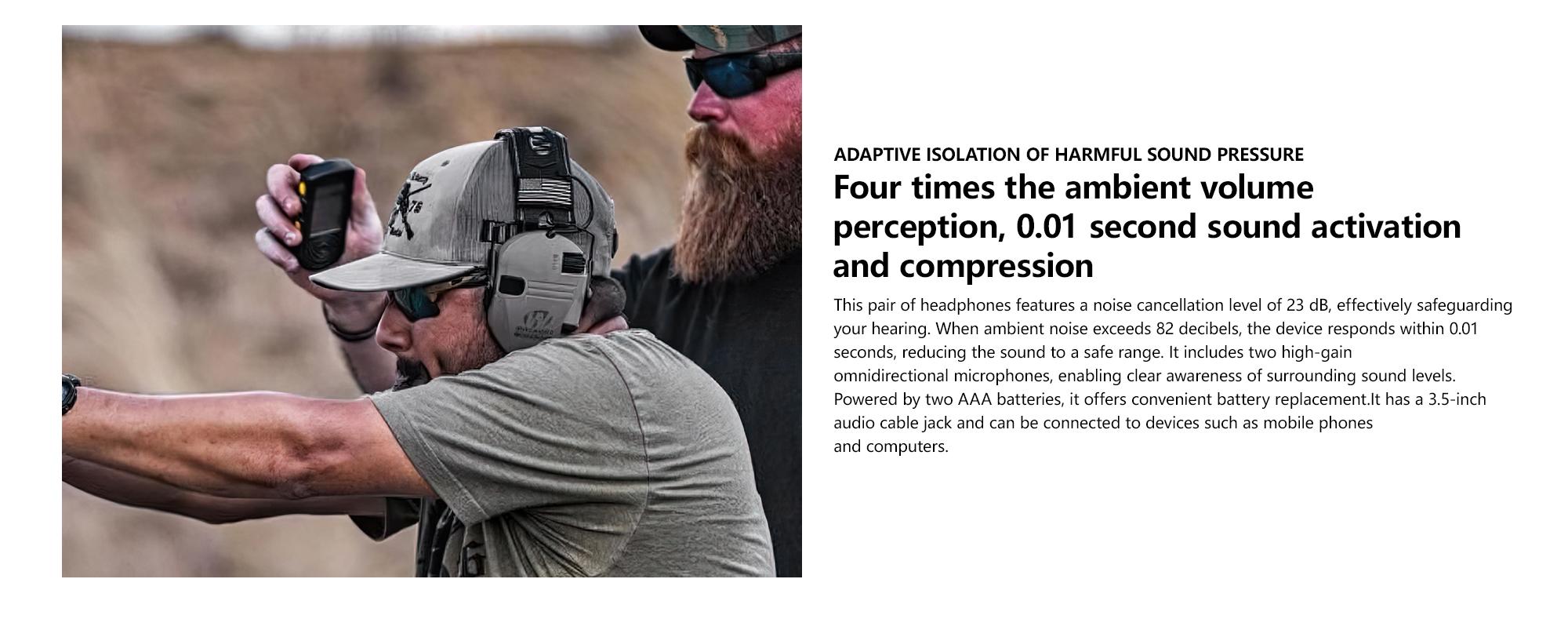W1-Y Tactical Noise Reduction Earmuffs, Adjustable Head-Mounted Tactical Accessories with Sound Pickup & HearingProtection for Competition, Hunting, Work,sohochic