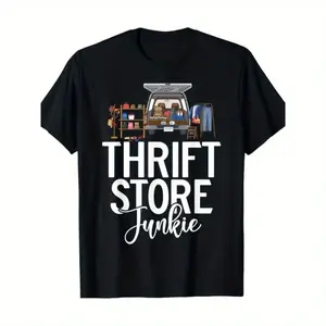Independence Day Tee Junkie Geometric Pattern T Shirt  Short Sleeve Regular Fabric Machine Washable Black T-Shirt For Men And Women