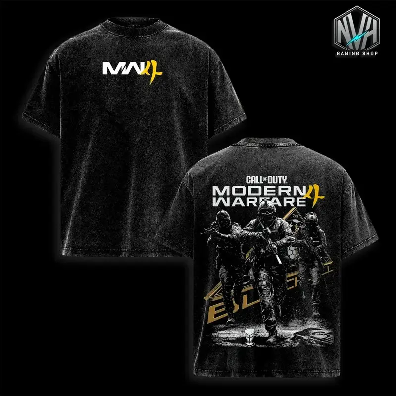 Vintage Call Of Duty Modern Warfare 4 Washed Graphic Tee, Oversized Tactical Military Gamer Streetwear Shirt, MW2 FPS Gaming T-Shirt, Special Forces Combat Gift Tee For Men, Retro Warzone Aesthetic Apparel