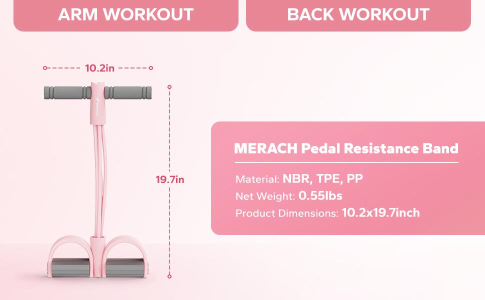 Merach Multifunction Pedal Resistance Band, Elastic Pull Rope Fitness, Full-Body Workout at Home Gym, Exercise Sit-up, Yoga, Abdominal Training
