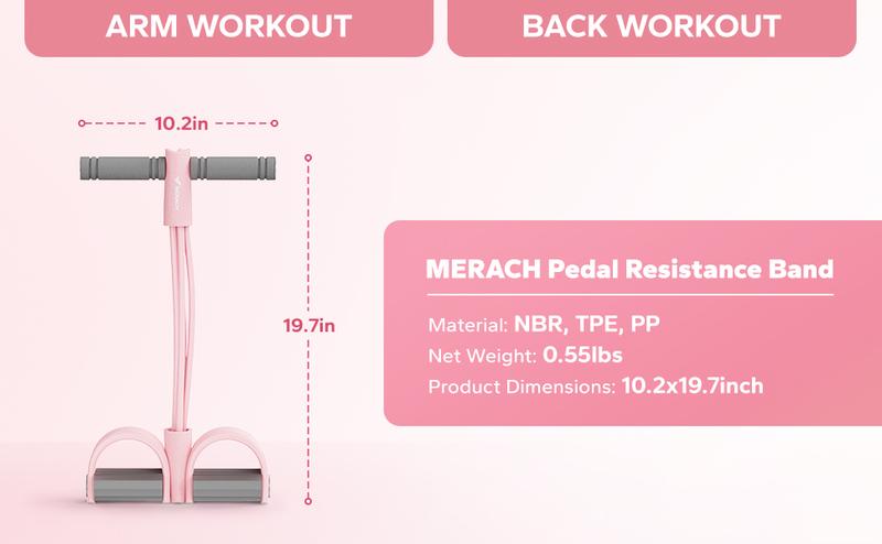 Merach Multifunction Pedal Resistance Band, Elastic Pull Rope Fitness, Full-Body Workout at Home Gym, Exercise Sit-up, Yoga, Abdominal Training