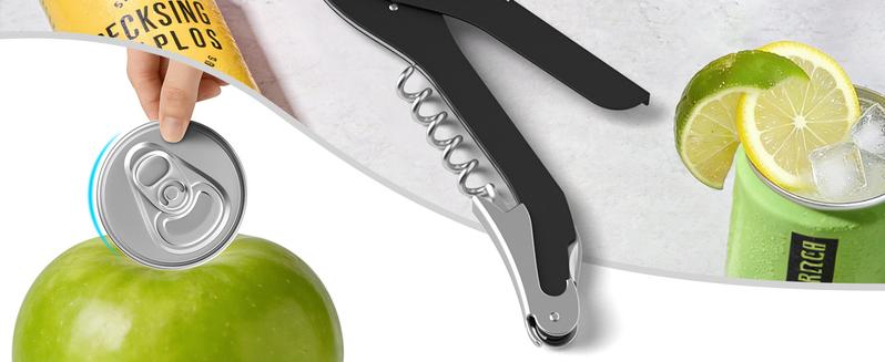 Ikkle All-Purpose Portable Can Opener Ideal for 7.5 to 25 oz. cans of beer, soda, and wine Beer bottle opener Kitchen essential Smooth aluminum surface Effortlessly opens cans without leaving debris Safe and portable Reliable non-slip design