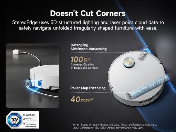 DREAME Aqua10 Ultra Roller Robot Vacuum and Mop & 30,000Pa Suction, Self-Cleaning Dock & Extending Roller Mop, Heat-Washes & Dries, Carpet Protection, AI Camera & LiDAR Avoidance Tech, Voice Control