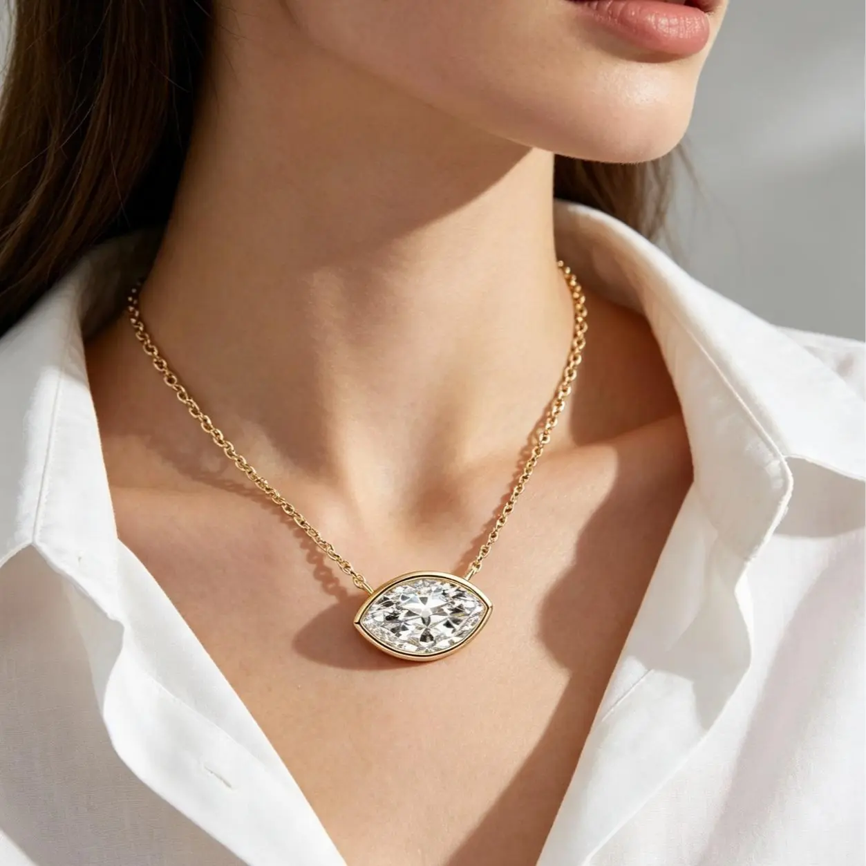 【#40 Marin】925 Sterling silver Synthetic Moissanite necklace Daily Anniversary Wedding necklace Jewelry