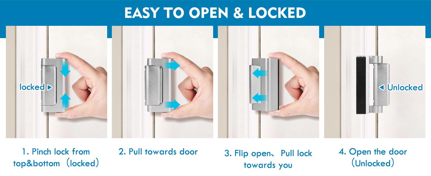 Door Reinforcement Lock 800lbs Home Security Force Child Proof Front Door Inside Safety Dual Unlocking Easy Install Burglar Proof Family Protection