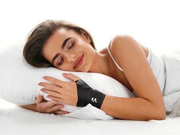 Fitomo Ultra-Thin Ergonomic Wrist Brace with Soft Thumb for Left Right Hand - Breathable Yoga Fabric & Compression Strap Wrist Guard for Women's Fitness - 0.5mm Seamless Wrist Support Companion for Typing, Handworking, Motorcycling, All-night Sleeping