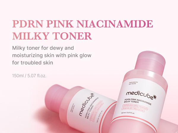 [medicube] PDRN Pink Niacinamide Milky Toner for Hydrating, Moisturizing, Soothing, Ceramide, Peptide, Glass Glow Skin, Korean Skincare
