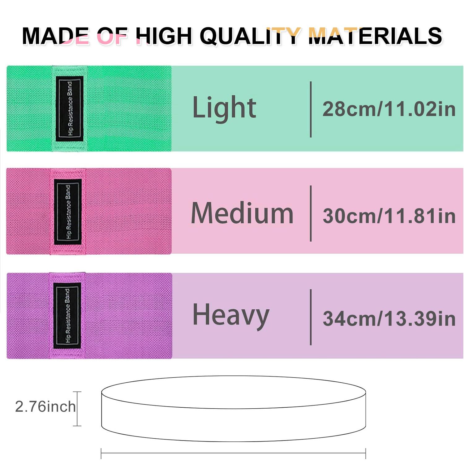 PUKEGM  Renoj Resistance Bands for Working Out,3Set Professional Exercise Bands for Pilates,Yoga,Home Gym,Booty,Leg Training | Heavy/Medium/Light Fabric Loops for Women Men