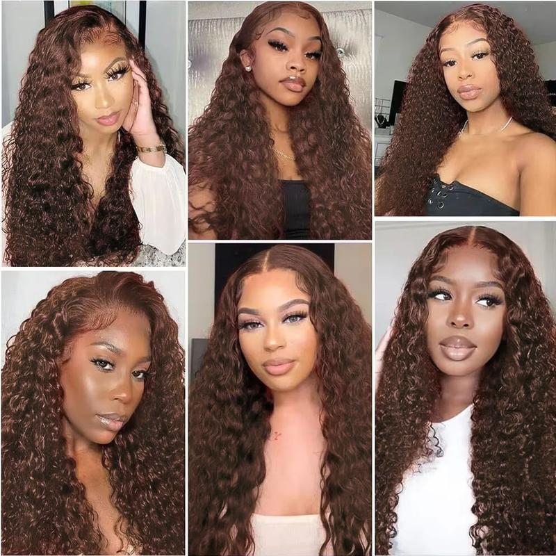 180% Density Chocolate Brown Deep Wave Human Hair Wig For Women 13×4 13×6 HD Transparent Lace Frontal Wigs 26 28 Inch Preplucked Brazilian Human Hair TikTokShopBlackFriday