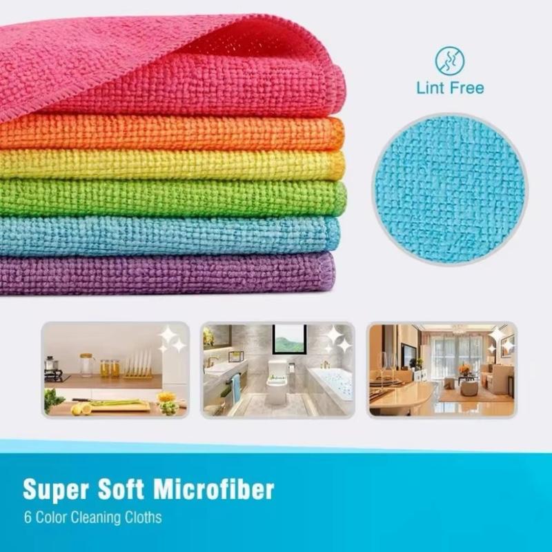 Microfiber Reusable 300gsm Square Towels Knitted Cloth Rags for Kitchen Bath Wall Glass Car Cleaning Packaged in Bag