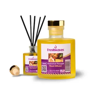 Freshwaves Passionfruit Pineapple Reed Diffuser with Black Sticks for Home Fragrance - 16oz Bottle