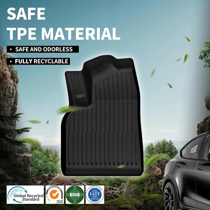 YITAMOTOR Floor Mats Fits for New 2025 2026 Tesla Model Y Juniper 5-Seat, All-Weather TPE Model Y Floor Mats Backrest Mat & Front Rear Trunk Liner Full Set TPE Liners Accessories carpet