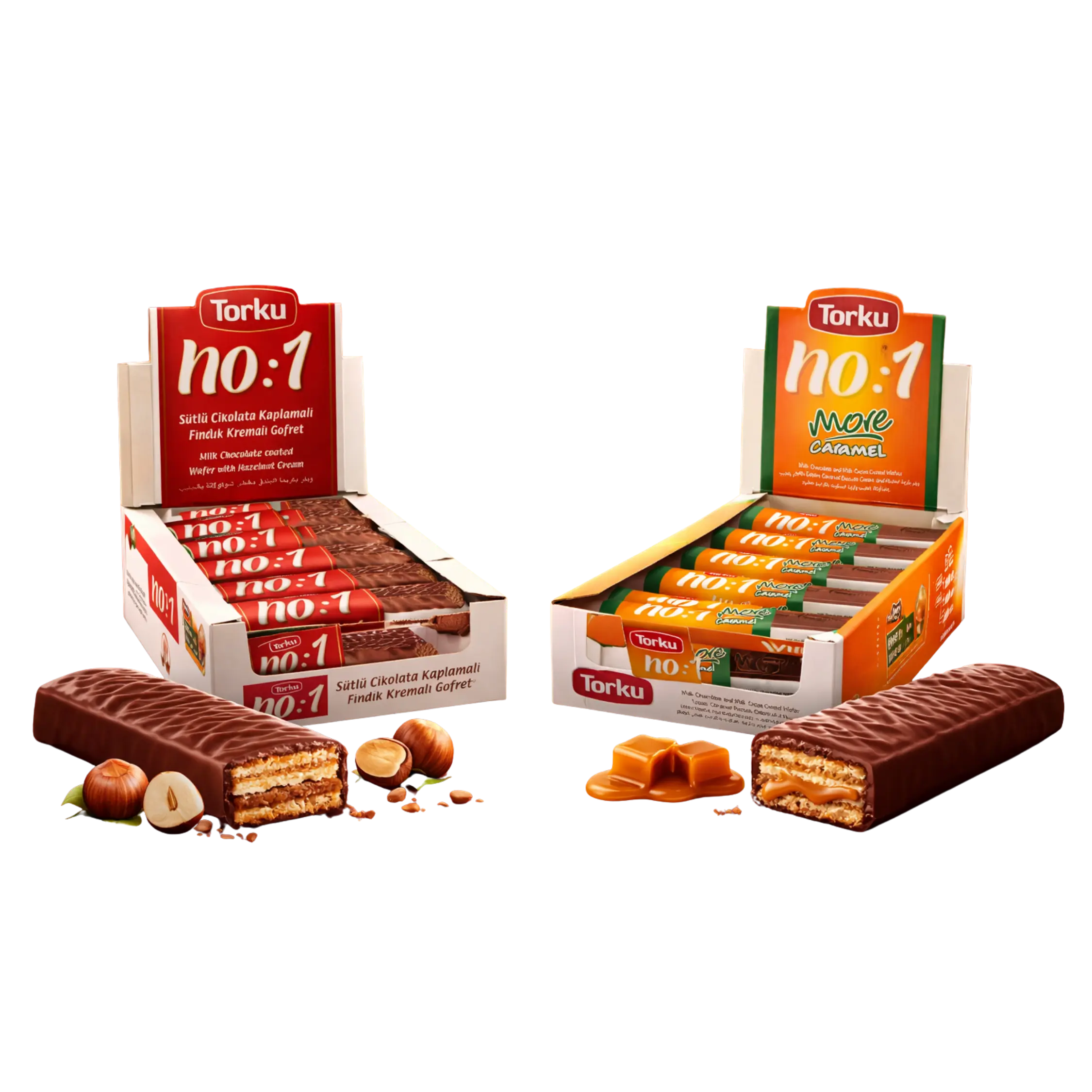 Torku NO. 1 Milk Chocolate Wafer 24 Bars - Delightful Snack with Rich Milk Chocolate & Nutty Hazelnut Cream Flavor