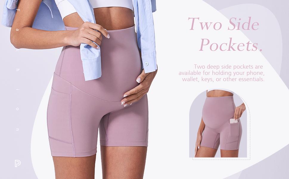 POSHDIVAH 3 Pack Maternity Biker Shorts Over The Belly Summer Comfy Pregnancy Yoga Active Workout Athletic Short Pants 5"/8" summer clothes