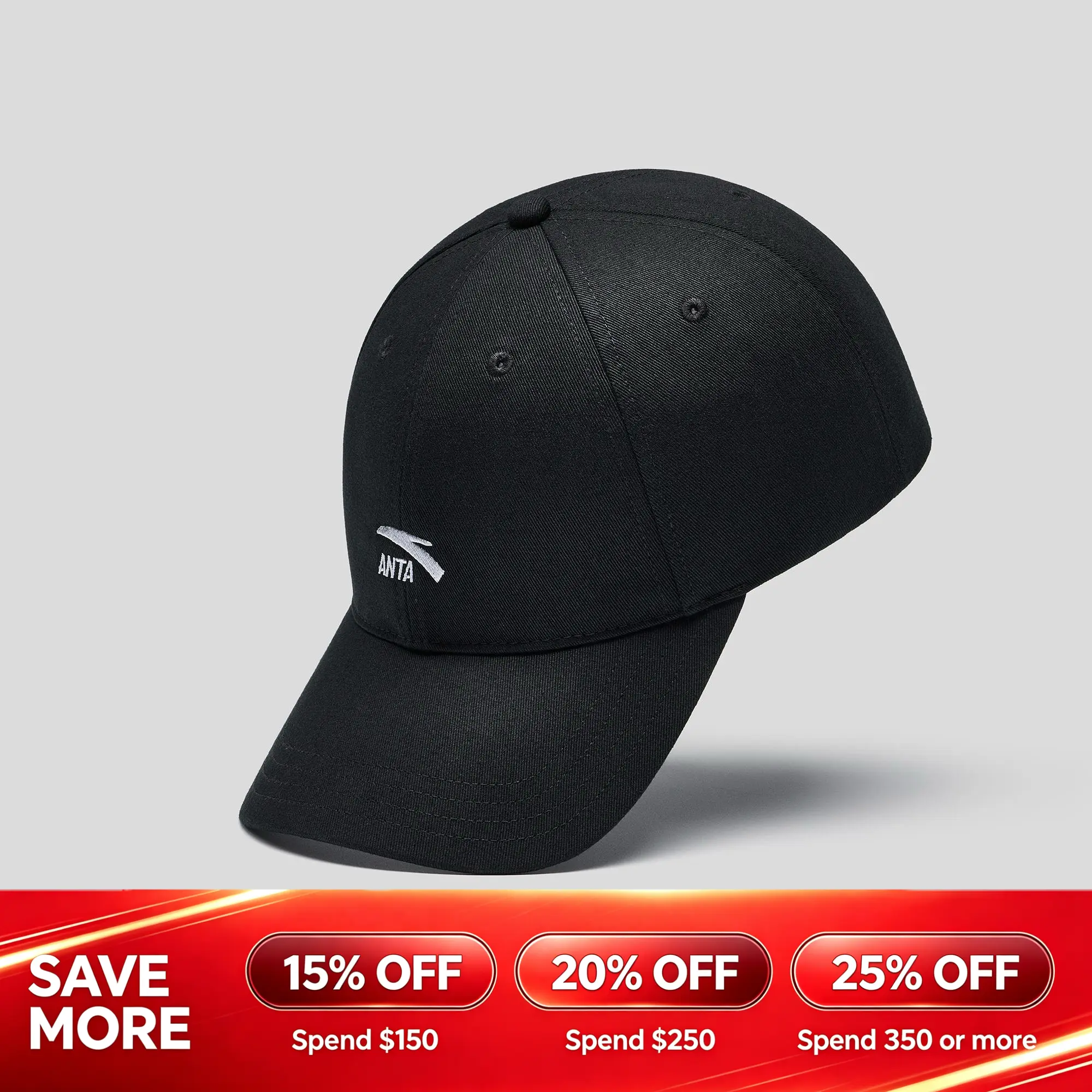 [Back to School] ANTA Baseball Cap Black Fashionable Adjustable Dailywear BTS