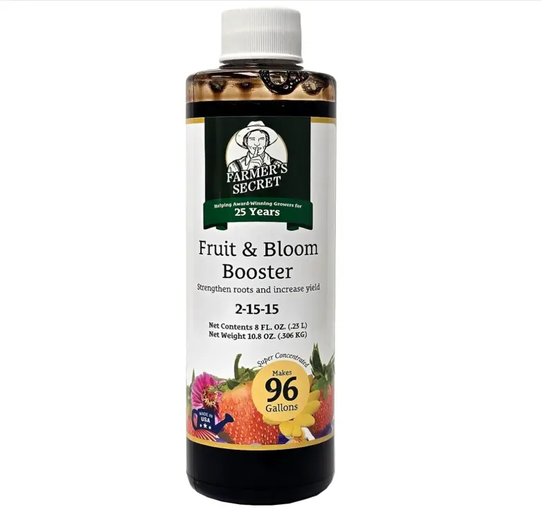 Farmer’s Secret Fruit & Bloom Booster Fertilizer - Super Concentrated - Boosts Flowering and Yield on All Varieties of Fruits, Vegetables and Flowers (8oz)