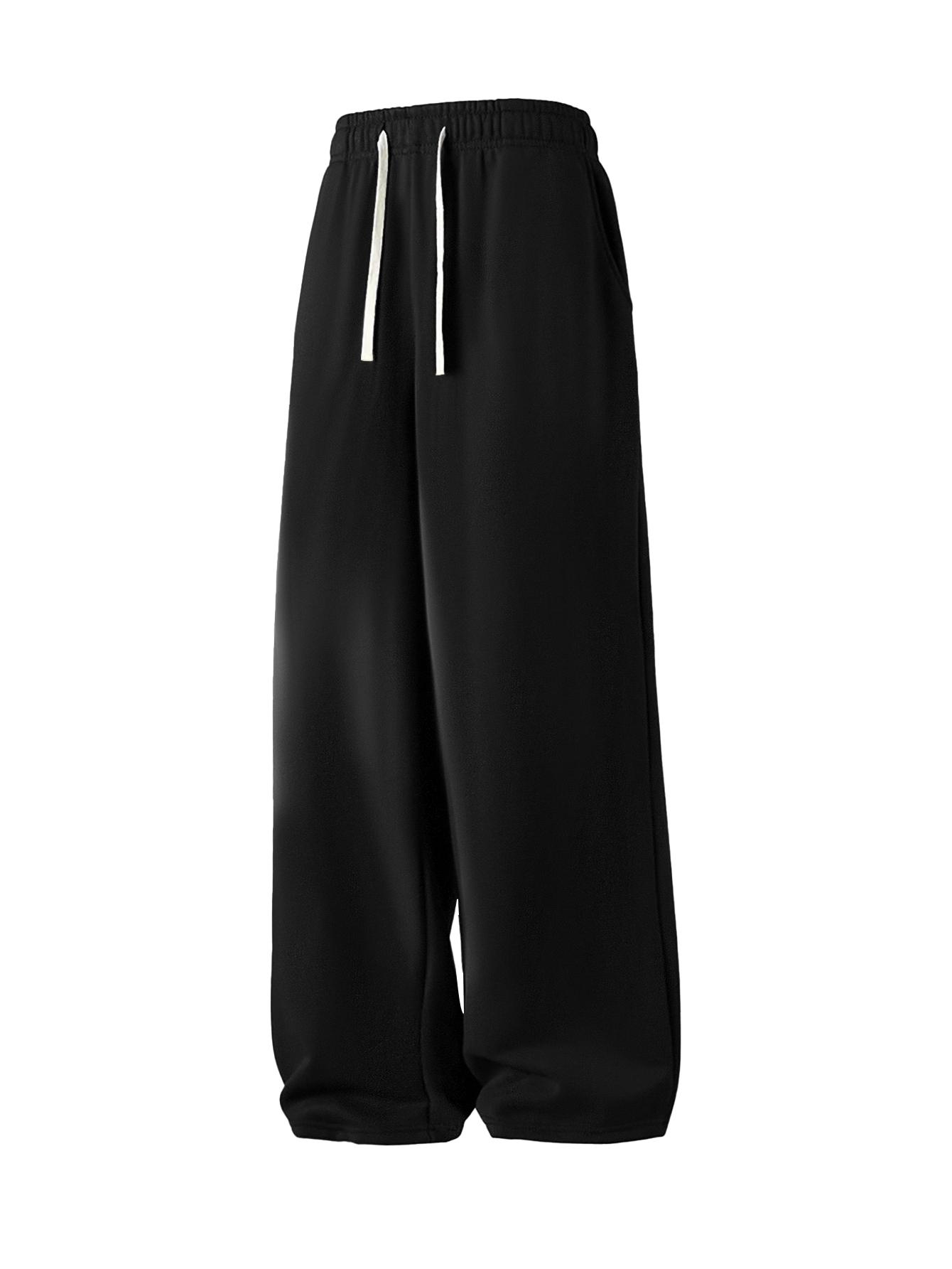 Men's Regular Fit Drawstring Casual Pants - Soft and slightly stretchy fabric, comfortable and breathable, drawstring waist adjustment, solid color, perfect for outdoor sports and fitness activities in spring and summer Plain Trouser Menswear