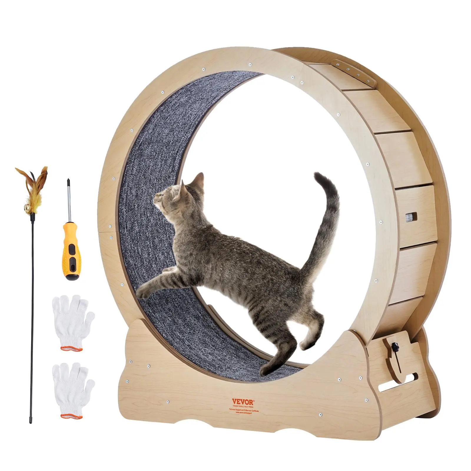 【SummerFinds】VEVOR Cat Exercise Wheel,  Large Cat Treadmill Wheel for Indoor Cats, 35.8 inch Cat Running Wheel with Detachable Carpet and Cat Teaser for Running/Walking/Training, Suitable for Most Cats