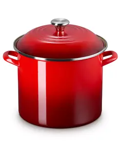 Le Creuset Enamel on Steel 12-Quart Classic Round Stockpot for Large-Batch Cooking Non-Reactive Nonporous Resists Stains Rust and Scratches Dishwasher Safe - Cookware