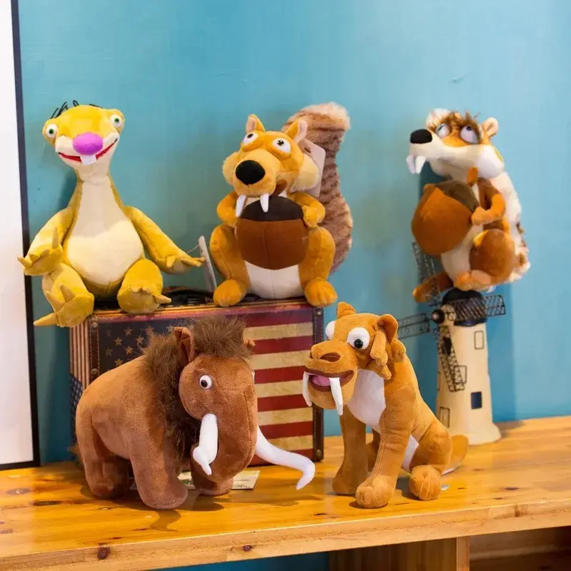 Ice Age Stuffed Animal Plush Toys - Durable Soft Fluffy Squirrel, Mammoth, Elephant, Swordtooth Tiger Dolls, Huggable Sleeping Companion Pillow, Soft Cuddly Gift for Kids, Cute Collectibles for Kids' Play, Plush Look