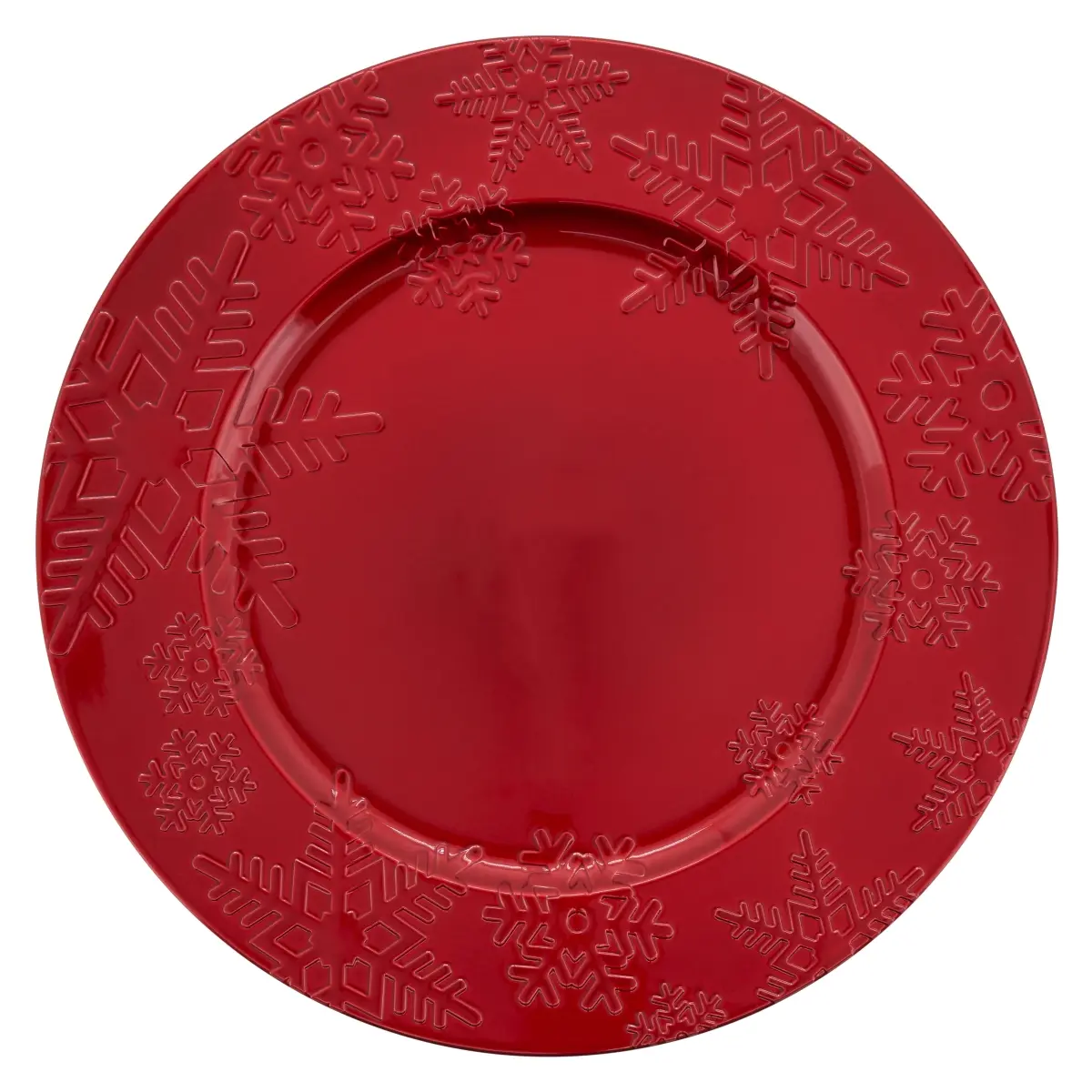 212 MAIN 4-Piece Ceramic Holiday Theme Service Plate Set, Festive Snowflake Dining Tableware for Kitchen Table Decor