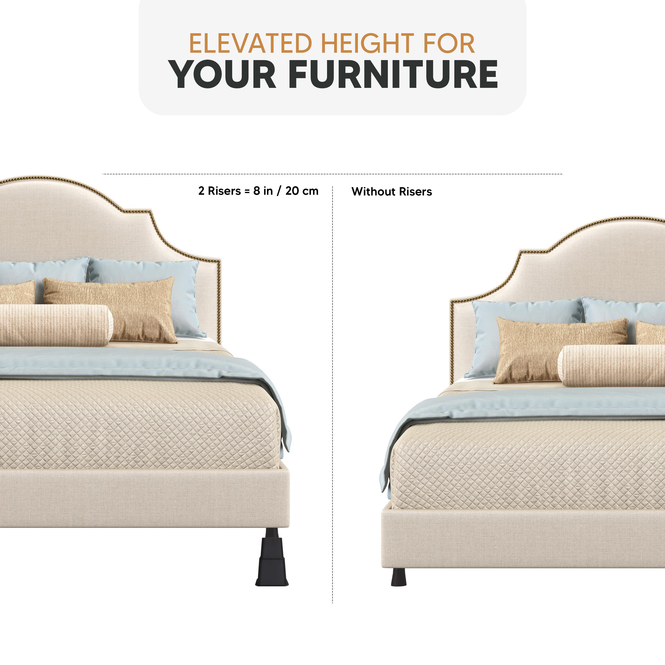 Utopia Bedding Adjustable Bed Risers 3, 5, 8 Inch – Heavy Duty Set of 4 for Bed, Couch, Desk – Supports 1300 lbs – Under Bed Storage – Black