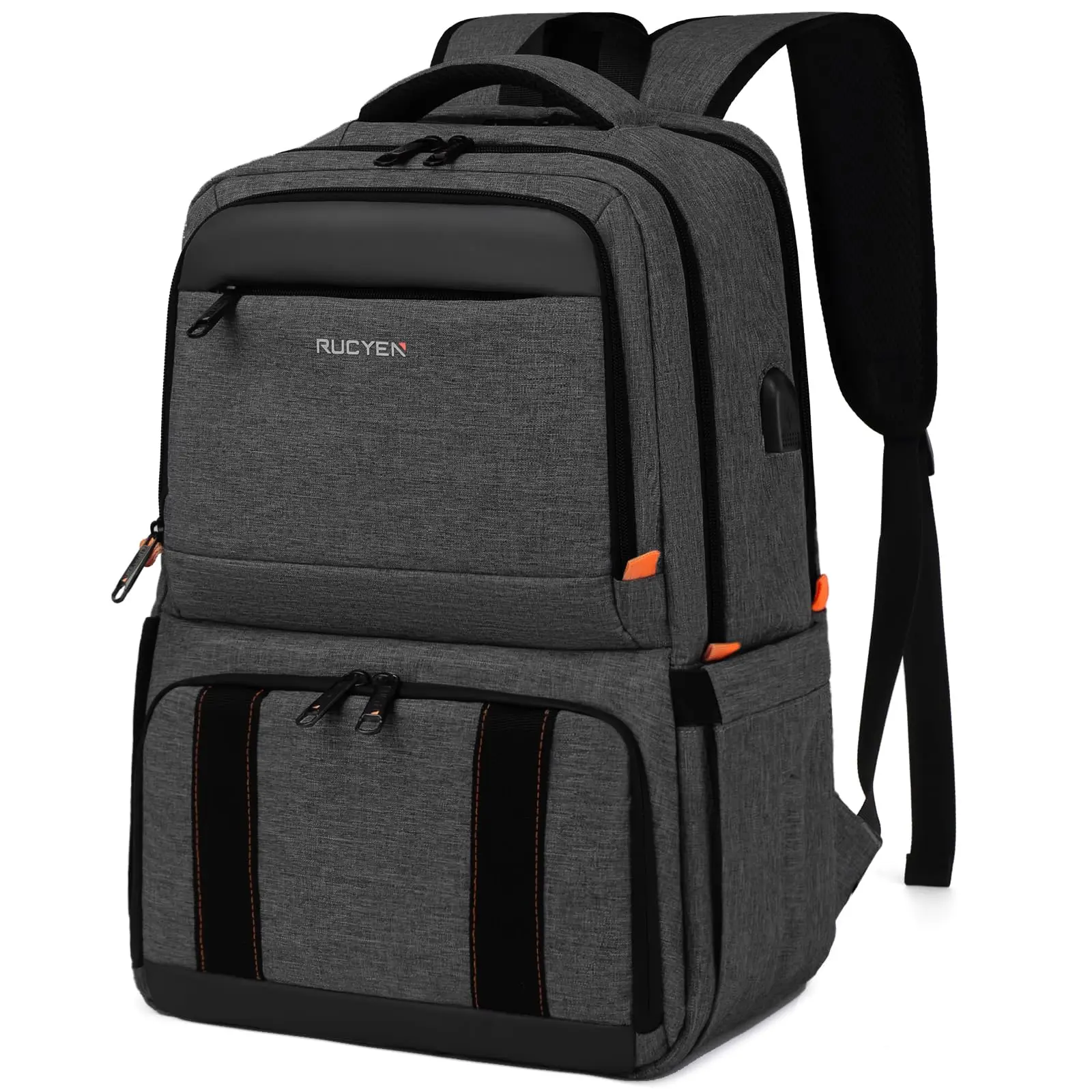 YH&GS Women's Stylish Nylon Collapsible Multi-Function Backpack - Lightweight Insulated Pack, 17.3in Laptop Bag, USB Port, RFID Pockets, Soft-Sided Lunch Compartment, Strong Load-Bearing, 13 x 6 x 8 inches Coolers for Work/Travel Must Haves, Front Pocket