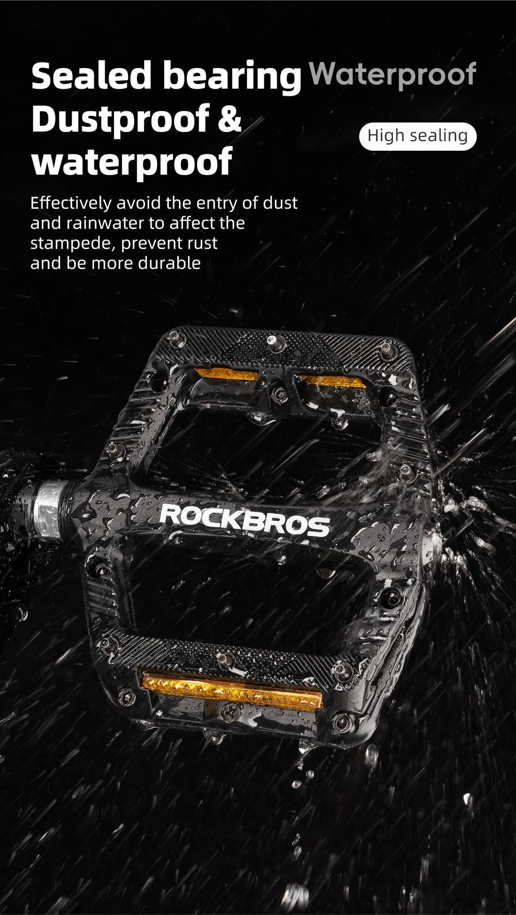 ROCKBROS Bicycle Nylon Pedal Effort-Saving MTB Road Bike Folding Bike Pedal Lightweight Single Bearing Stable Cycling Pedal Bicycle Parts