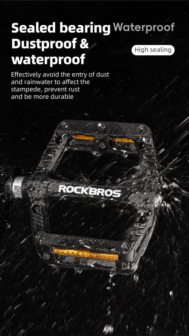ROCKBROS Bicycle Nylon Pedal Effort-Saving MTB Road Bike Folding Bike Pedal Lightweight Single Bearing Stable Cycling Pedal Bicycle Parts