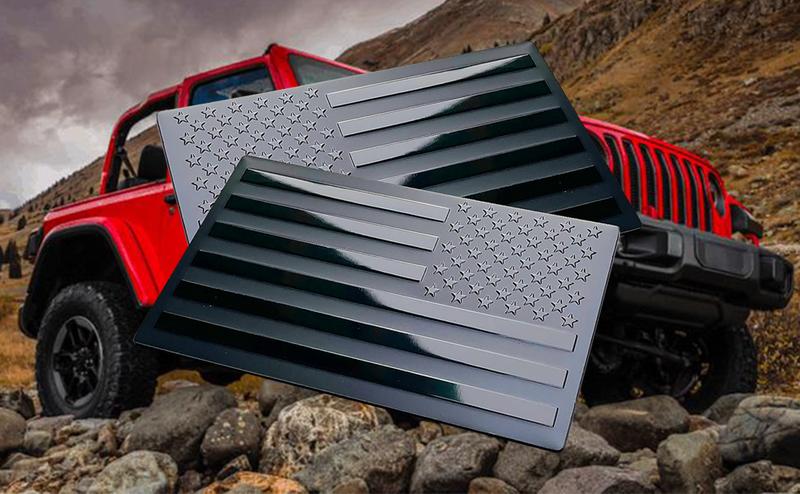 2Pcs USA American Metal Flag Auto Fender Emblem, Embossed 3D Metal Adhesive Sport Truck Car Badge,USA Flag Decal for for Auto SUV Truck Motorcycle (Black) decal sticker