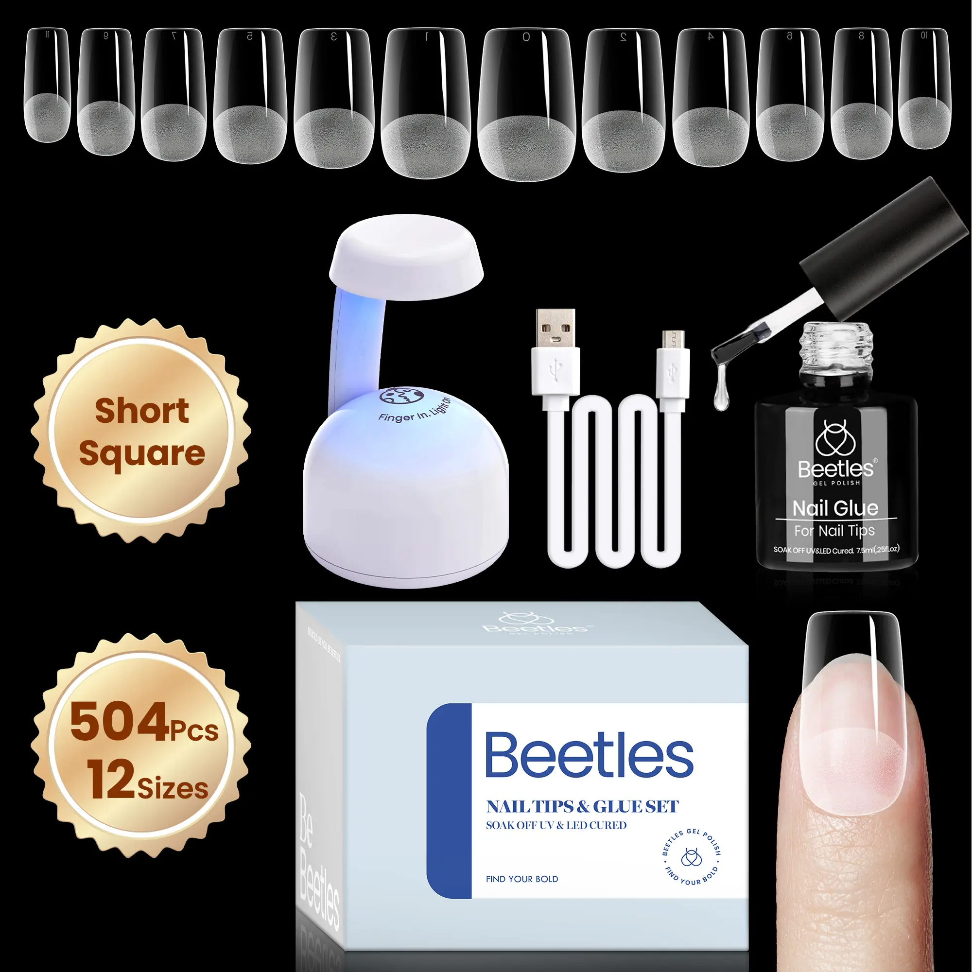 Beetles Gel Nail Kit Easy Nail Extension Set with 5 in 1 Multipurpose Glue Gel Base UV LED Nail Lamp No Wipe Base Manicure