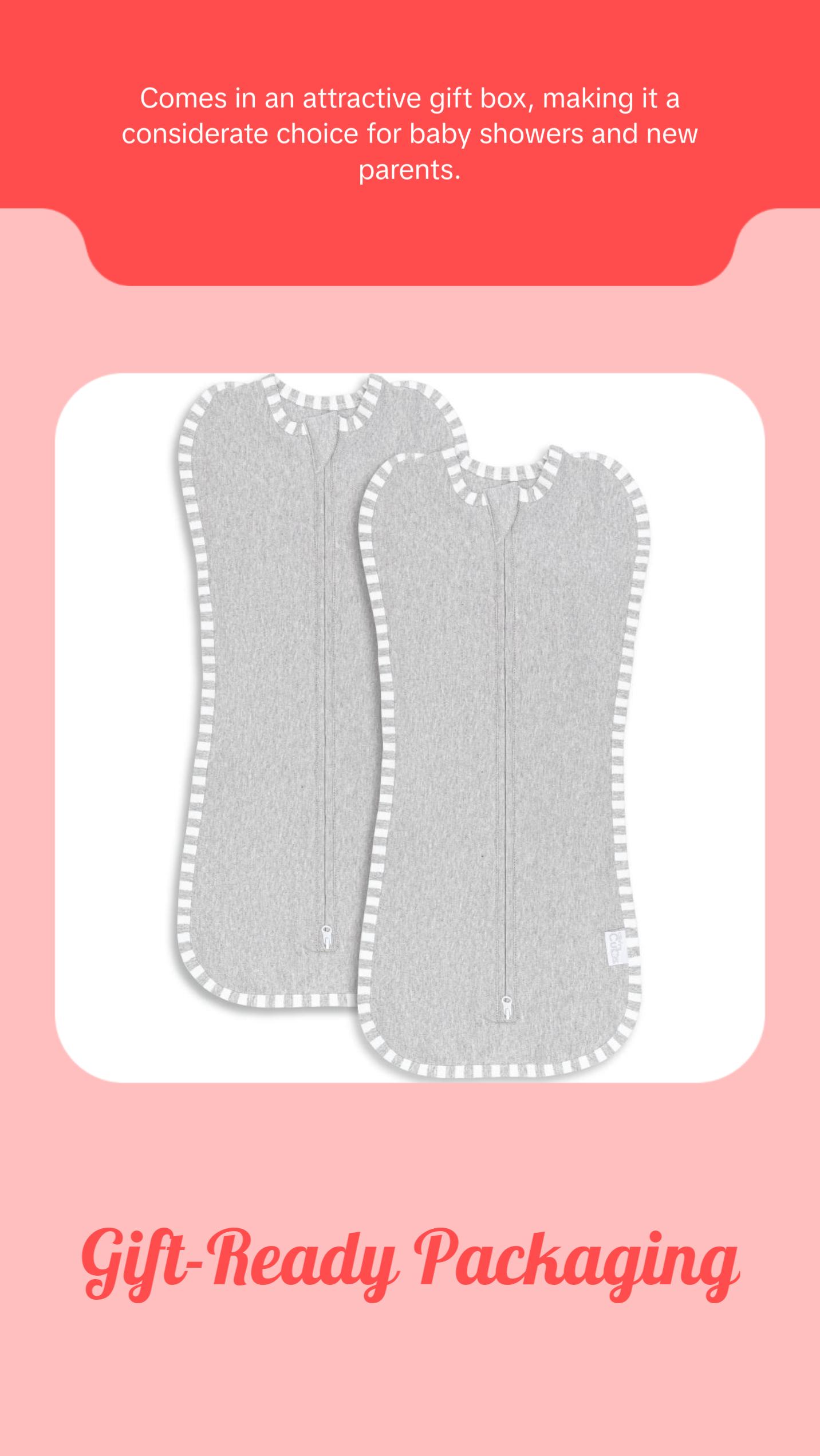 Comfy Cubs Swaddle Blanket Baby Girl Boy Easy Zipper Wrap 2 Pack Newborn Infant Sleep Sack (Large 3-6 Months)