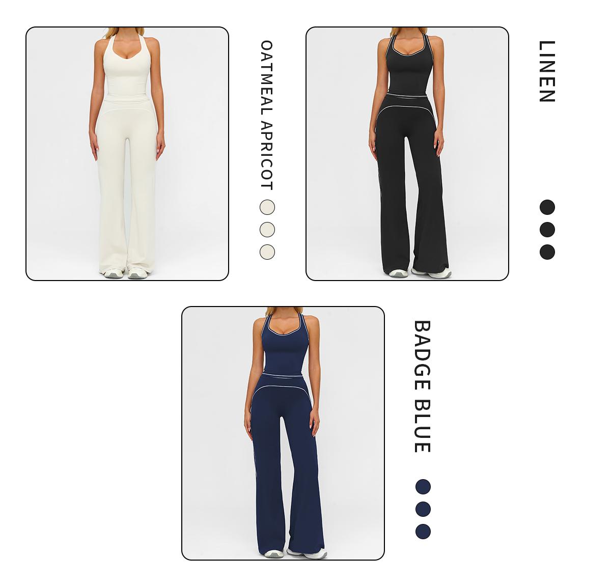 MFVIM Women's Sporty Tracksuit Set - Casual Two-Piece Athletic Wear, 78% Nylon 22% Spandex, Ideal for Gym & Daily Activities, H-Shaped Back Design, Bell-Bottom Pants SpringStatements