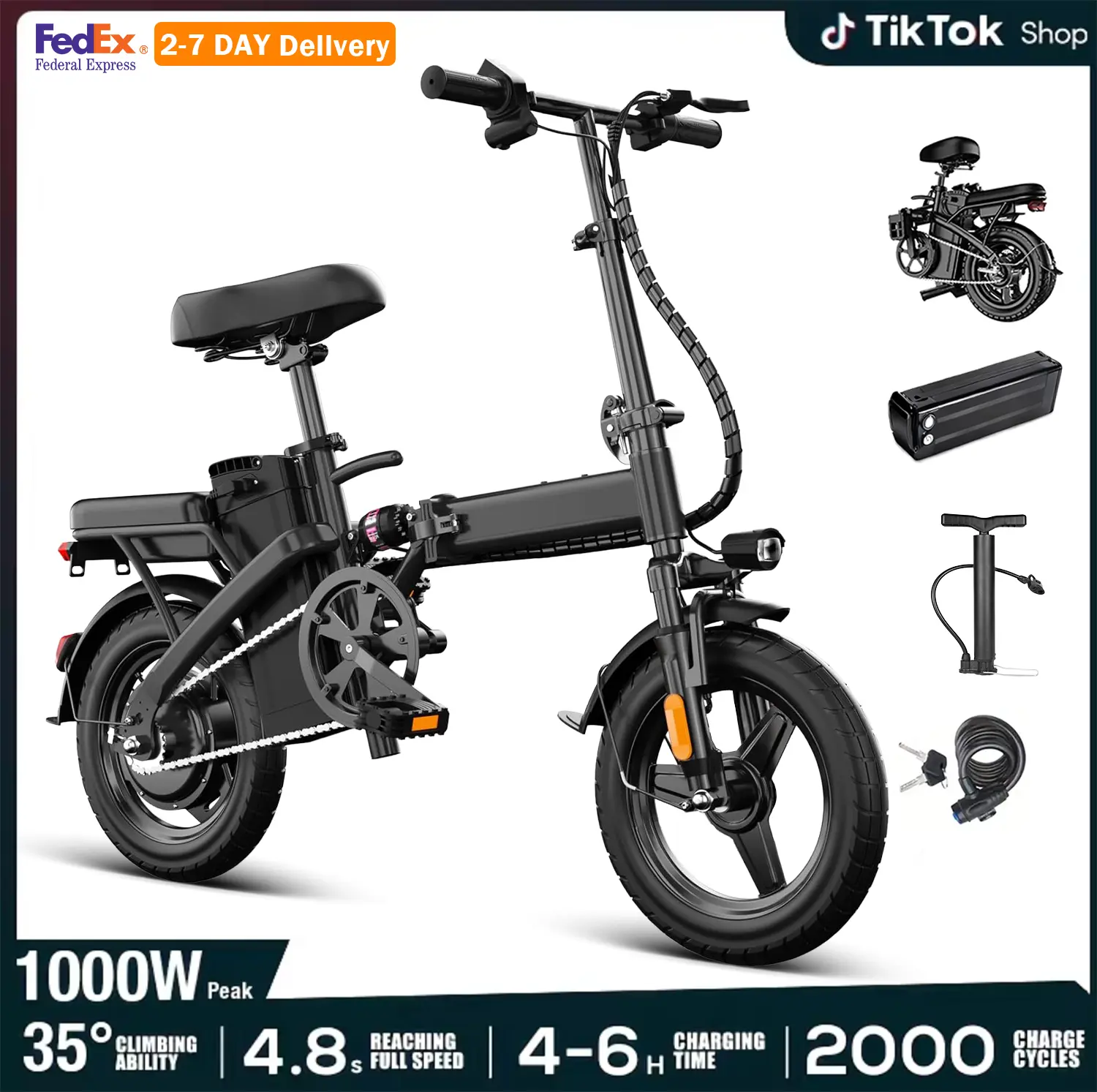 APYEAR 14-Inch Portable Folding E-Bike for Adults, 500W Motor (1000W Peak), 20+ MPH, 35+ mi Range, 12Ah Removable Battery, 2-Person Capacity, UL2849 Certified, Father's Day Gift, Fathersdaygift, Outdoorfun, Fastcharging, Adjustable Seats, 20+ Mph Max Spee