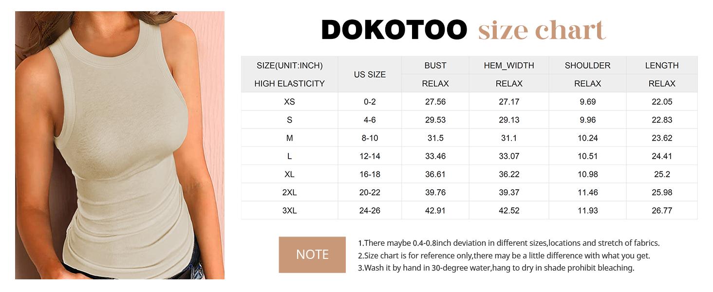 Dokotoo Womens Ladies Ribbed Thick Strap Racerback Tight Slim Fitted Sporty Workout Tank Tops