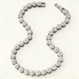 【Chloe's Fantasy】 Tennis Chain Necklace 18-20 Inches Sparkling Rhinestones Modern Versatile Fashion Jewelry for Party Daily Wear Trendy All-match Exquisite Gift