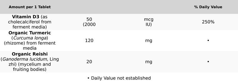 New Chapter Fermented Vitamin D3 with 2,000 IU | Immune, Heart & Bone Support + Whole-Food Turmeric, Adaptogenic Reishi Mushroom - 30ct