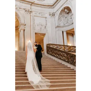 Extra Long Royal Wedding Veil, Single Tier Raw Edge Bridal Veil